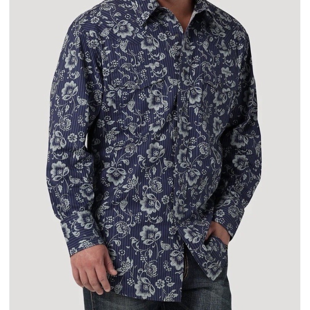 Wrangler Retro Mens M Western Pearl Snap Way Out West Cowboy Long Sleeve Floral